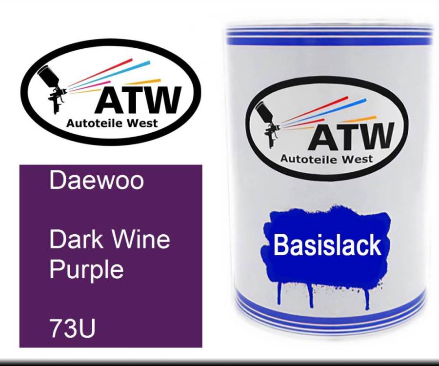 Daewoo, Dark Wine Purple, 73U: 500ml Lackdose, von ATW Autoteile West.